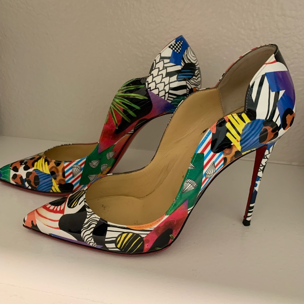 Christian Louboutin Hot Chick Pumps 100 Heels Multi Color Size 40.5